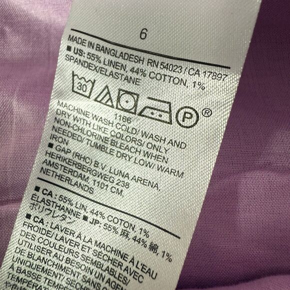 Banana Republic Linen Blend Wide Leg Pleated Trouser Pants Women 6 Pink Lavender - Picture 11 of 12